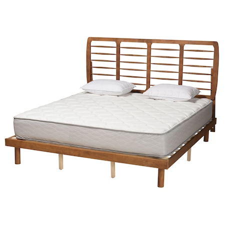Baxton Studio Petra Mid-Century Modern Ash Walnut Finished Wood King Size Platform Bed 230-11149-11889-ZORO